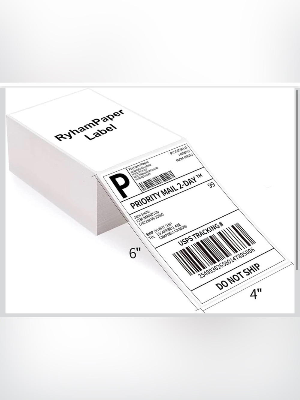 4" x 6" Direct Thermal Fanfold Shipping Labels - White, approx. 1500+ Labels